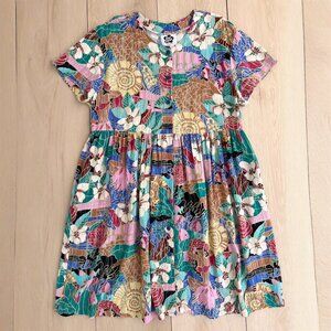 Vintage 80s Hilo Hattie Crinkled Rayon Babydoll Dress w/ Pockets (M) Made in USA